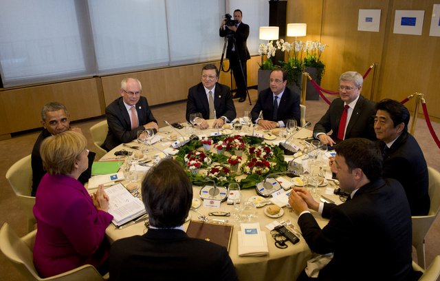 G7 تدعو كييف لتبني نهج متوازن في عمليتها بشرق أوكرانيا وتدعو موسكو للتعاون في حل الأزمة