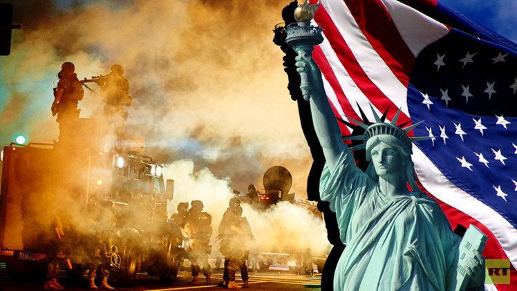 تمثال الحرية الأمريكي يسقط في فيرغسون؟