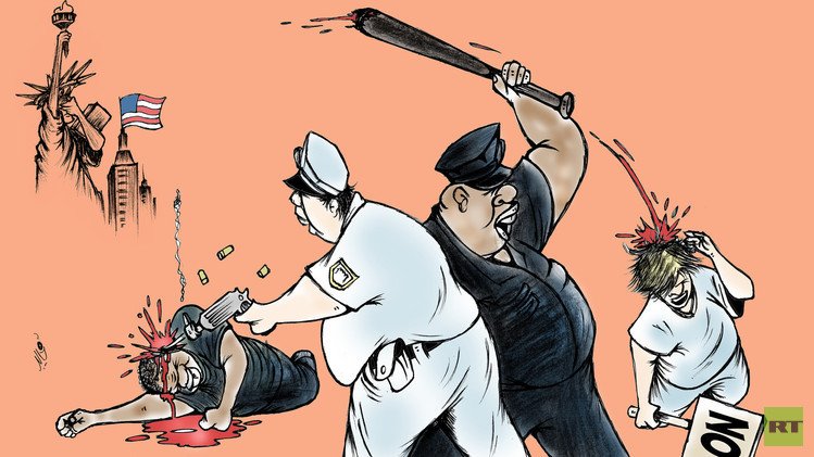 كاريكاتير: الاحتجاجات والعنصرية بالولايات المتحدة الأمريكية