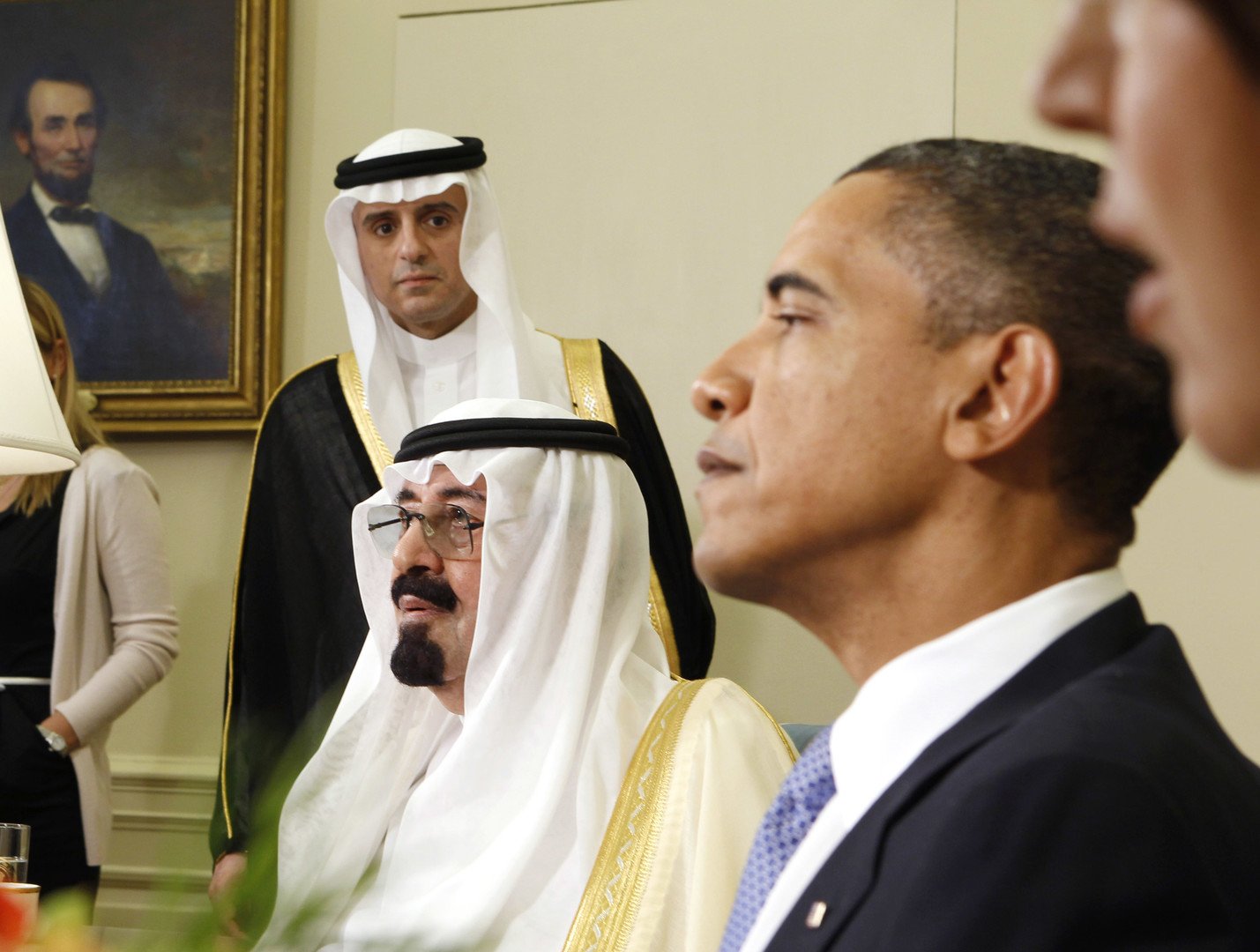 الرئيس الأمريكي باراك أوباما يرحب بالملك عبد الله في البيت الأبيض في العاصمة واشنطن، 29 يونيو 2010