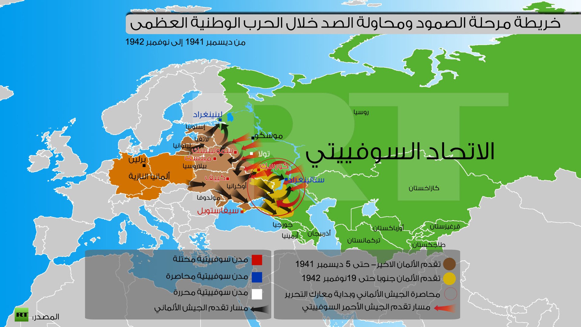 إنفوجرافيك: خريطة مرحلة الصمود ومحاولة الصد خلال الحرب الوطنية العظمى