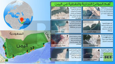 أنفوجرافيك: أهم الموانئ التجارية والنفطية في اليمن