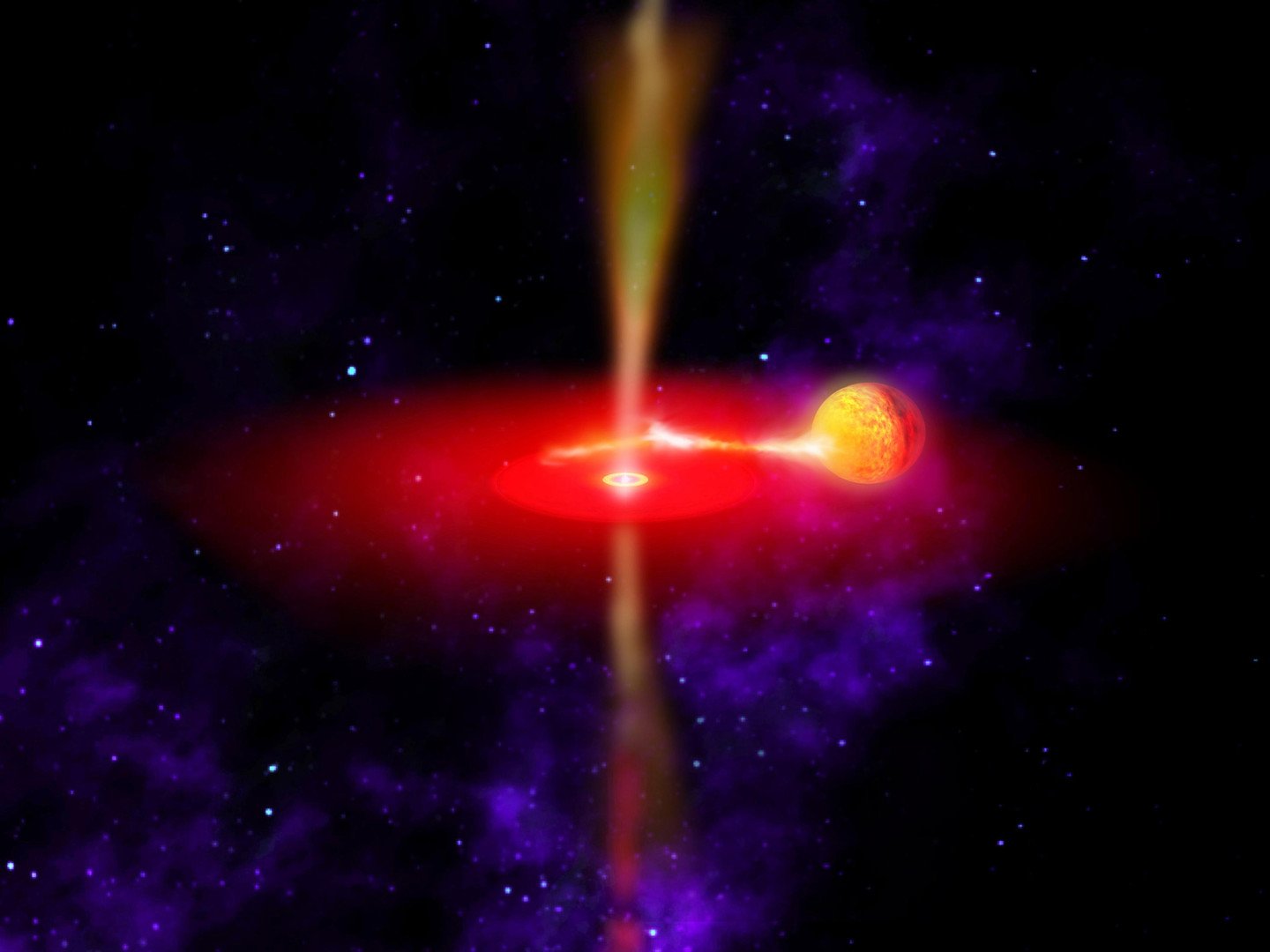 تصور رسام لثقب أسود تشكل من سوبرنوفا وتطلق منه طاقة هائلة