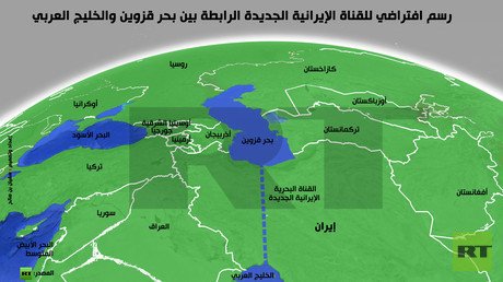 إنفوجرافيك: رسم افتراضي للقناة الإيرانية الجديدة الرابطة بين بحر قزوين والخليج العربي