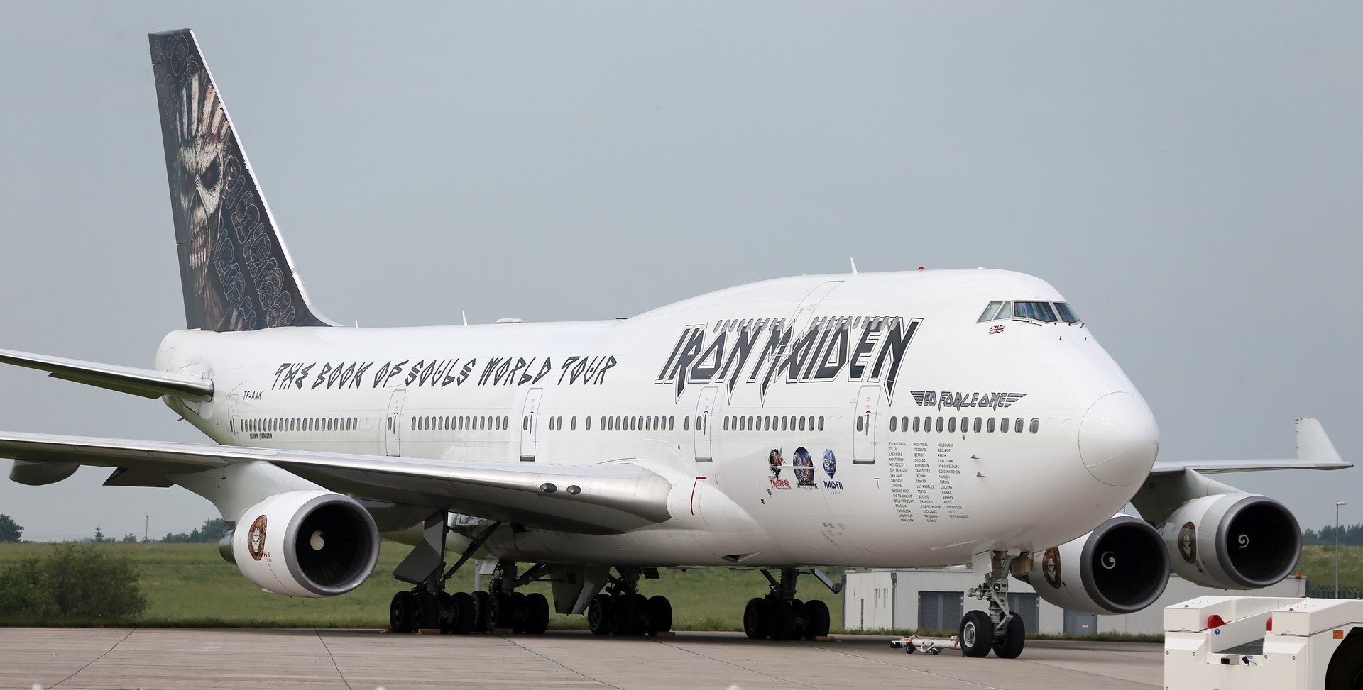 طائرة جامبو البريطانية، بوينغ 747-400، وهي رابضة في شونفيلد للمشاركة في معرض برلين الجوي،31 مايو 2016.