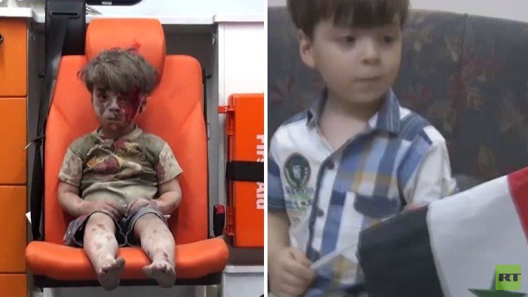 الطفل الحلبي عمران دقنيش "أيقونة الحرب" يرفع العلم السوري