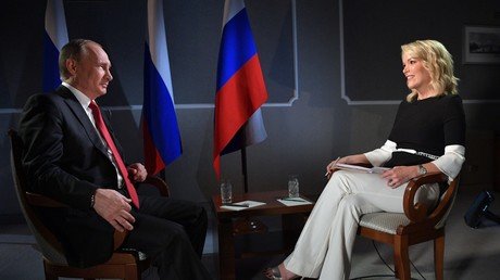 الرئيس الروسي خلال المقابلة التلفزيونية مع الصحافية الأمريكية لقناة "NBC News" ميغان كيلي

