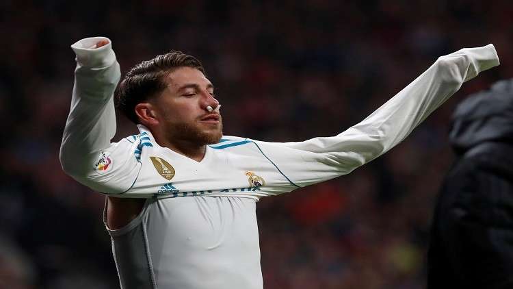 راموس يعود لتدريبات الريال بـ"قناع"