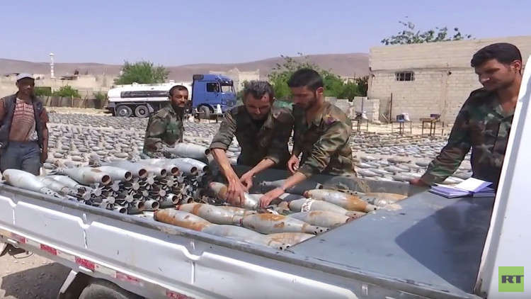 شاهد.. ترسانة ألغام ومتفجرات في دوما بالغوطة الشرقية لدمشق