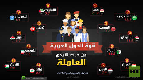 قوة الدول العربية من حيث الأيدي العاملة