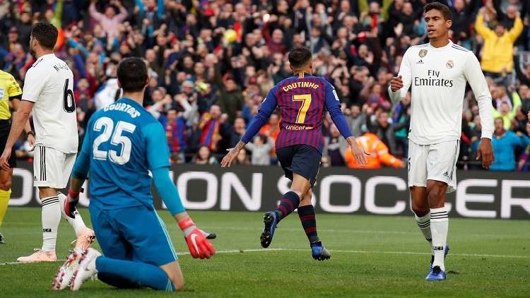 كلاسيكو الأرض.. كوتينيو يشعل "الكامب نو" بهدف مبكر في شباك ريال مدريد