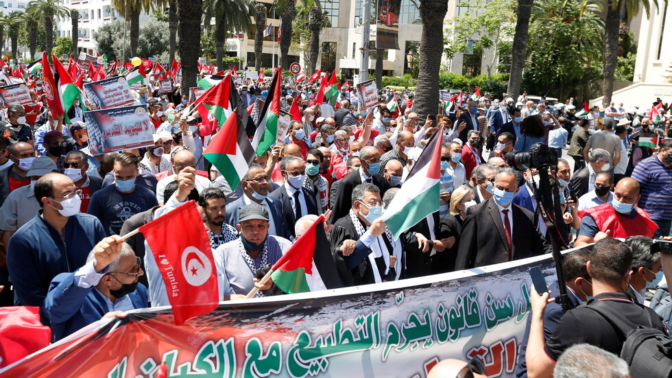 تونس.. مظاهرات حاشدة تضامنا مع فلسطين ولمطالبة البرلمان بالتصديق على قانون تجريم التطبيع مع اسرائيل