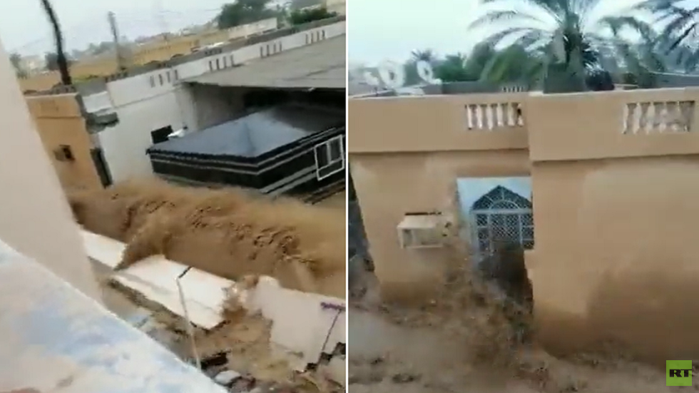 سيول "شاهين" تهدم جدار منزل في سلطنة عمان وسط صراخ متساكنيه.. "طاح بيتنا يا الله"!