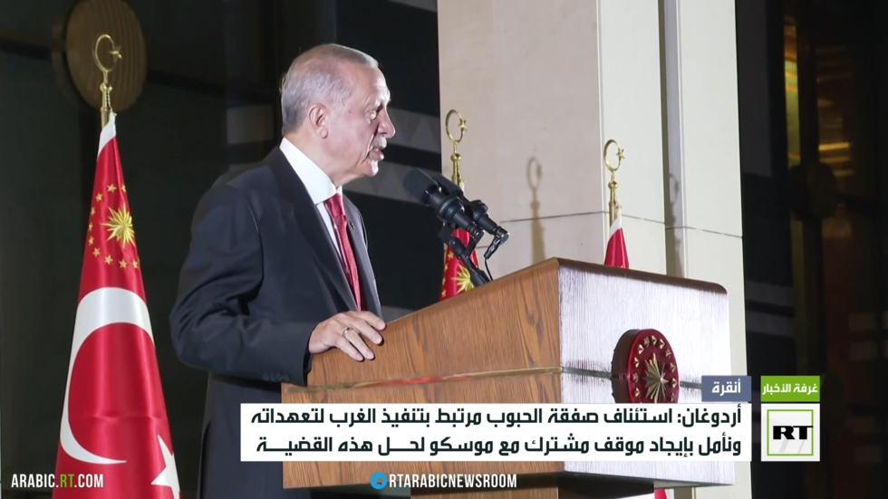 أردوغان: استئناف صفقة الحبوب مرتبط بتنفيذ الغرب لتعهداته