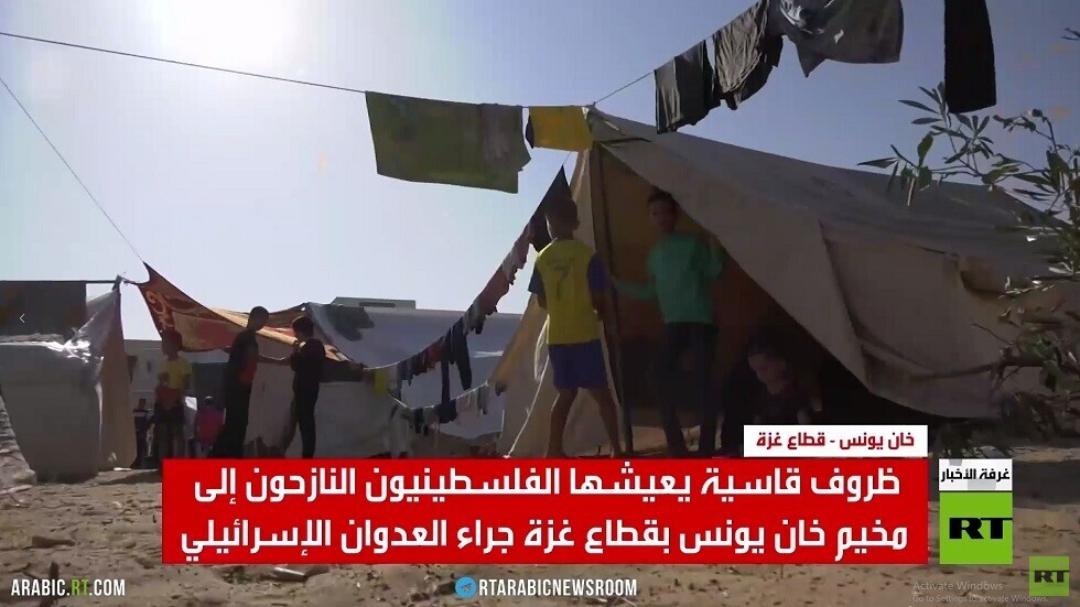 ظروف قاسية يعيشها النازحون بمخيم خان يونس
