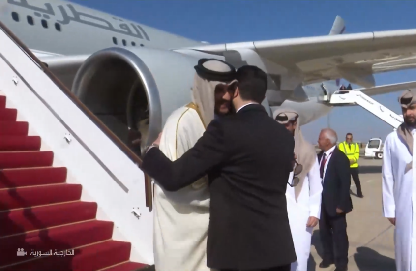 الشرع يستقبل الأمير تميم بن حمد آل ثاني في أول زيارة له لسوريا منذ نحو 14 عاما