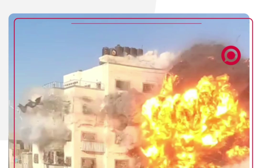 مشاهد توثق لحظة سقوط غارة إسرائيلية على برج "النور" في غزة