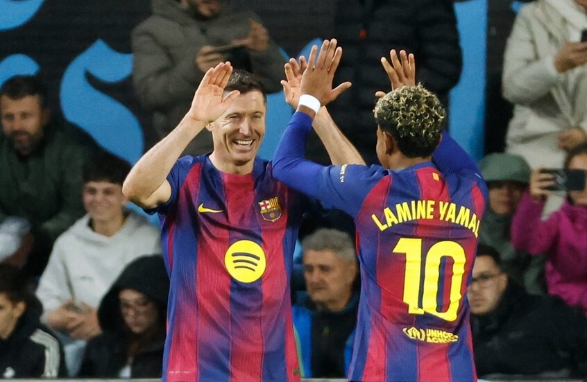 ليفاندوفسكي ولامين جمال يقودان برشلونة للفوز على فيغو وتشديد الخناق على ريال مدريد (فيديو)