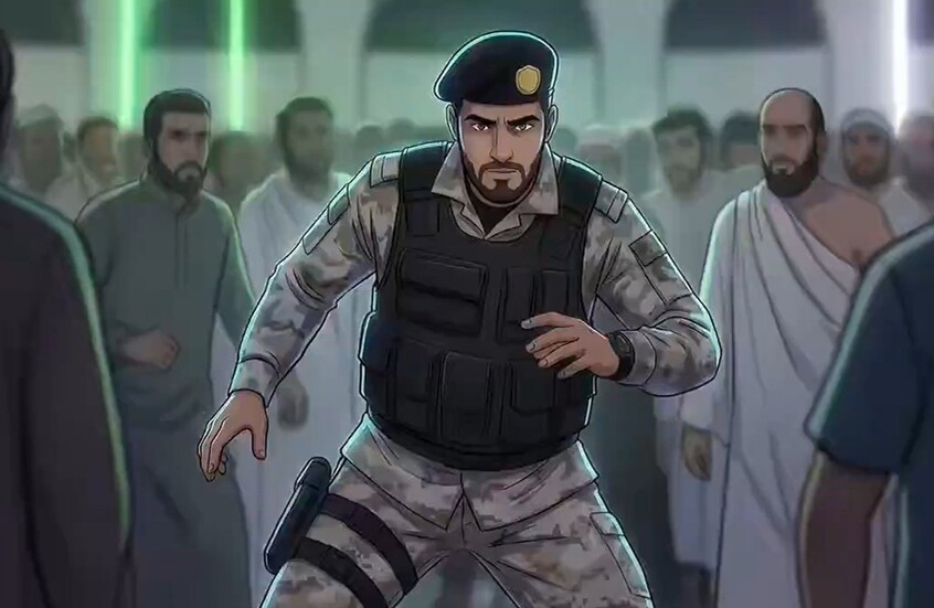 مولد بالذكاء الاصطناعي.. تفاعل واسع مع فيديو وثق لحظات إنقاذ رجل أمن لمعتمر سقط من دور علوي في الحرم