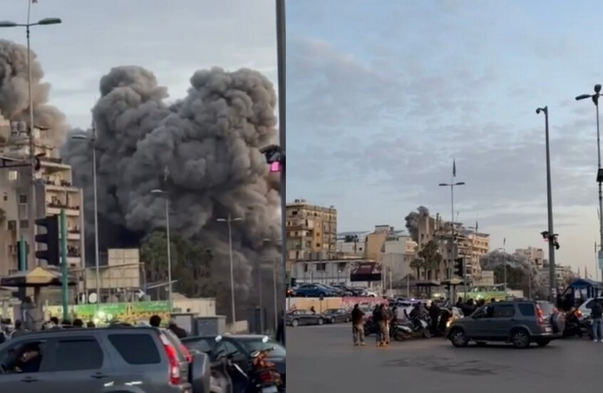 شاهد.. لحظة تدمير مبنى في حي الباشورة وسط بيروت بغارة إسرائيلية