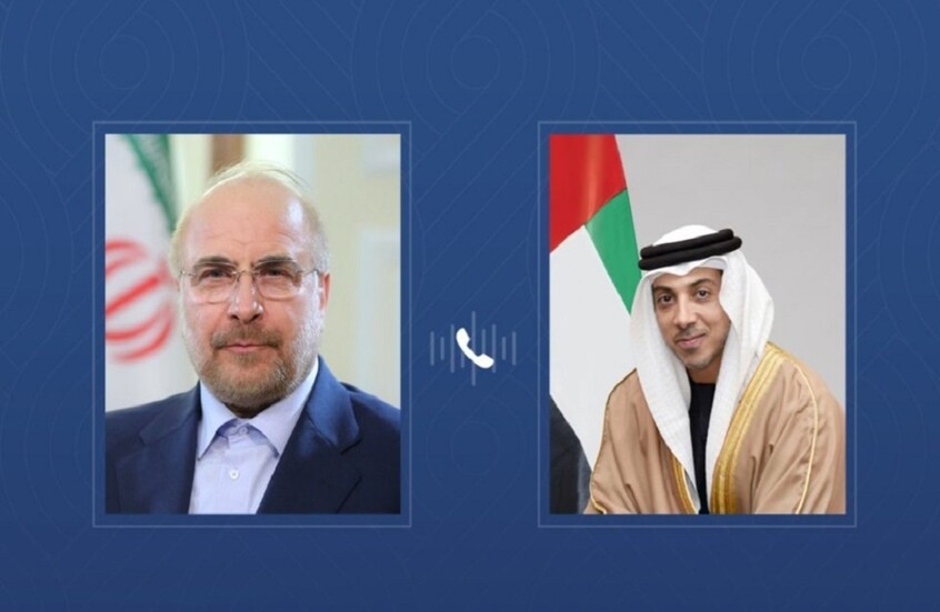 منصور بن زايد وقاليباف يبحثان سبل خفض التصعيد في المنطقة