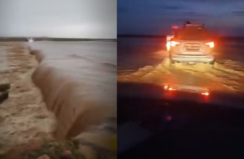 سوريا.. سيول عارمة تغمر طريق الرقة في ريف حماة الشرقي (فيديو)
