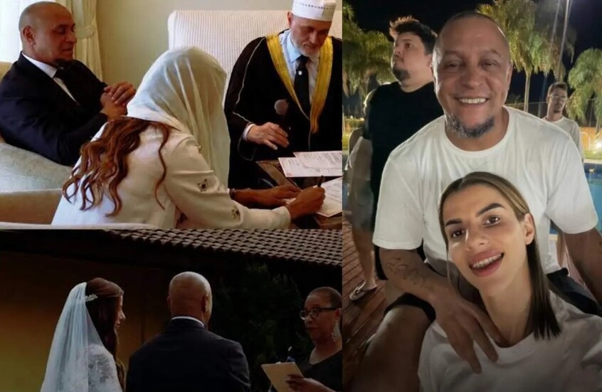 زواج نجم كرة القدم البرازيلية روبرتو كارلوس من سيدة أعمال مغربية (صور)
