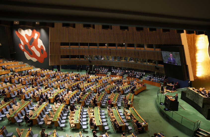 يلقي رئيس الوزراء البريطاني آندي بورنهام كلمة أمام الجمعية العامة للأمم المتحدة في مقر المنظمة الدولية يوم الثلاثاء، 22 سبتمبر 2026.
