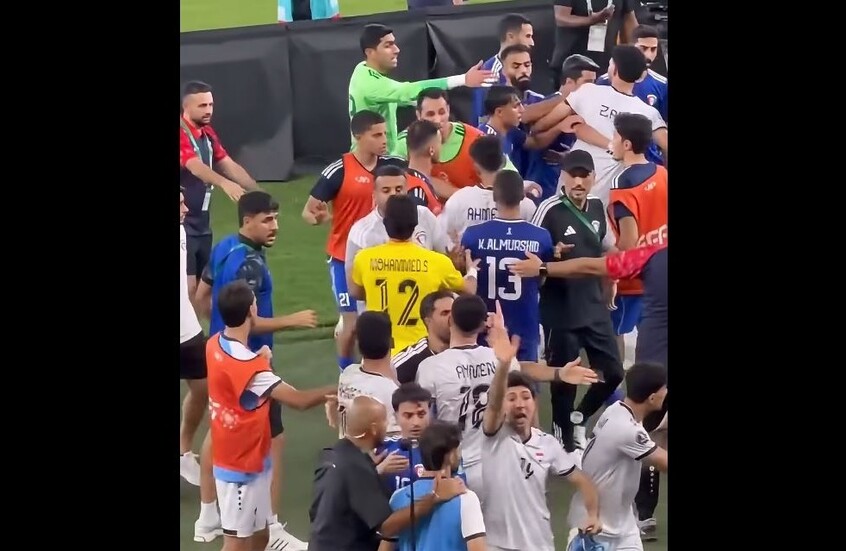 مشاجرة بين لاعبي العراق والكويت في "خليجي 27"
