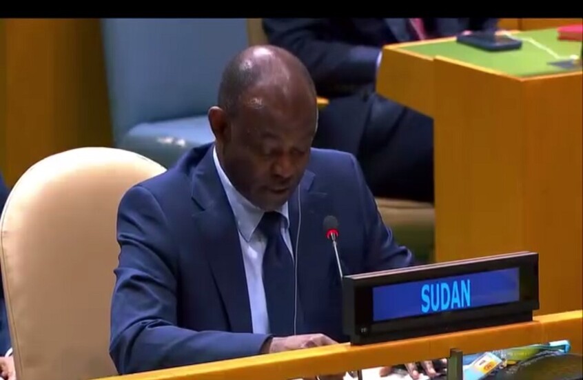 المندوب السوداني الحارث إدريس في جلسة الجمعية العامة للأمم المتحدة