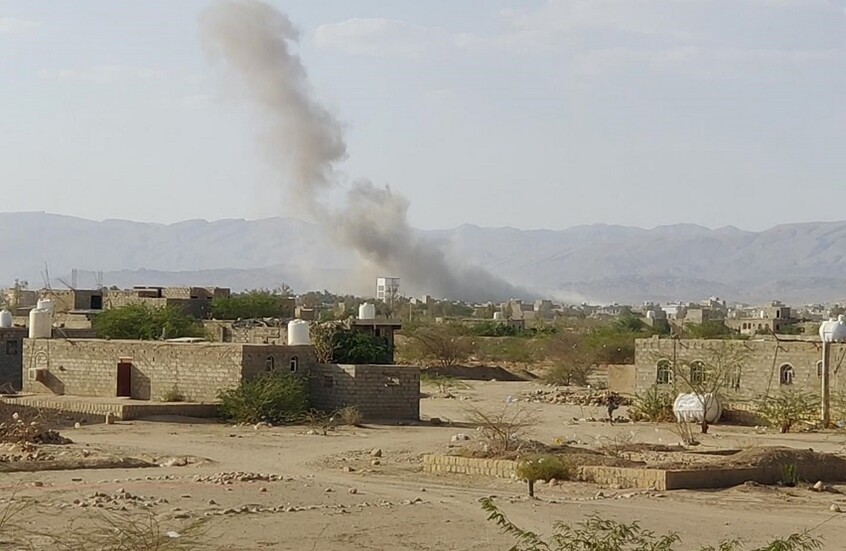 لقطة شاشة من مقطع فيديو لتصاعد الدخان في محافظة الجوف باليمن