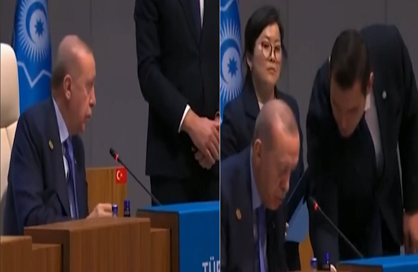أردوغان يتعرض لموقف عفوي طريف خلال توقيع اتفاقية مع كازاخستان (فيديو)

                  تعرض الرئيس التركي رجب طيب أردوغان، بسبب هفوة موظف، لموقف طريف خلال مراسم توقيع وثائق على هامش القمة الـ13 لمنظمة الدول التركية، التي استضافتها العاصمة أنقرة.
